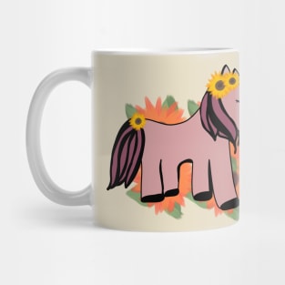 Pony with sunflowers Mug